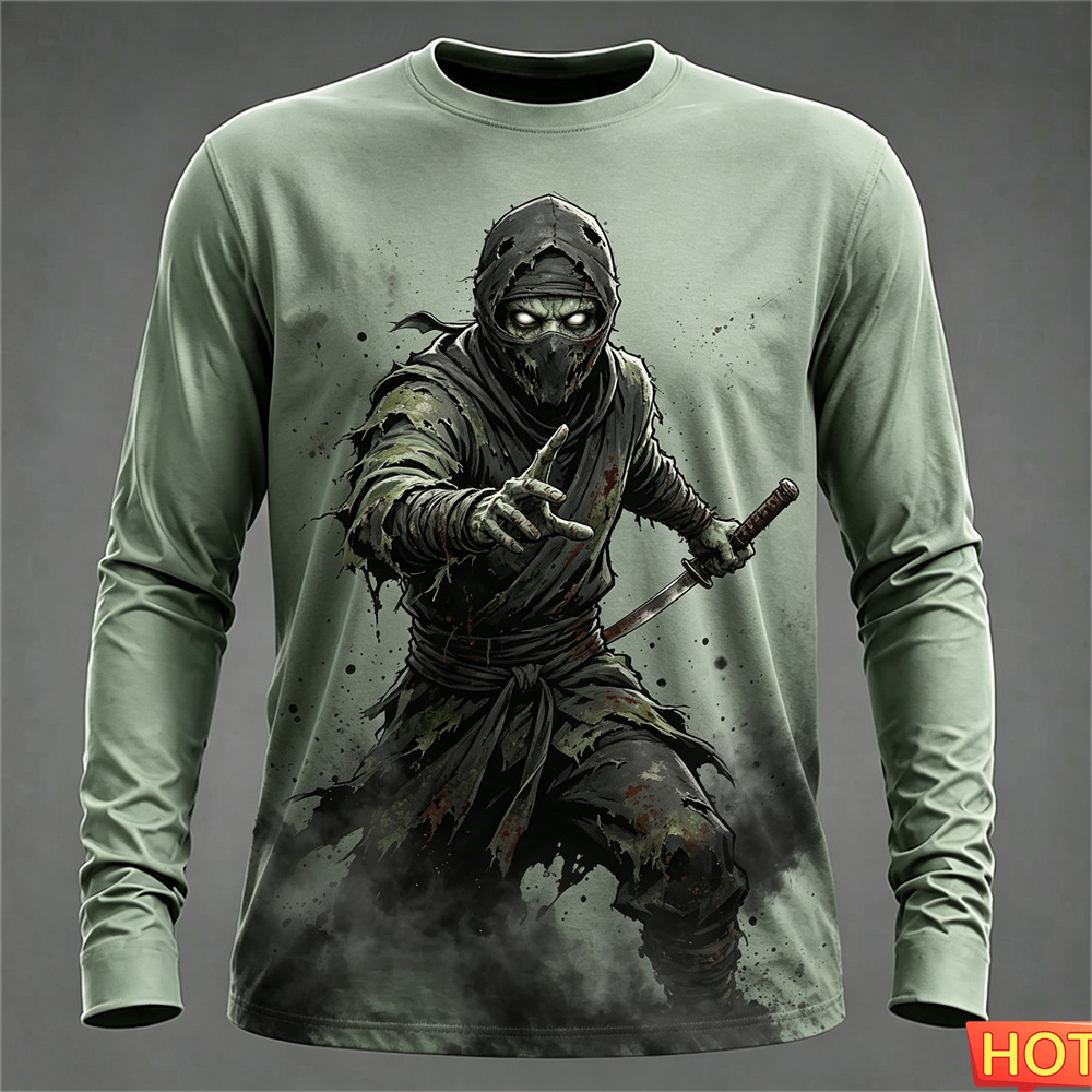 Tee Graphic Print - Camisetas de manga larga para hombre,